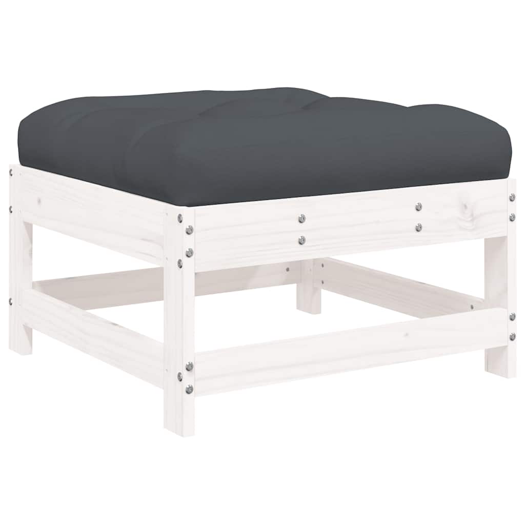 Set Divani da Giardino 3pz con Cuscini in Legno Massello Bianco | homemem39