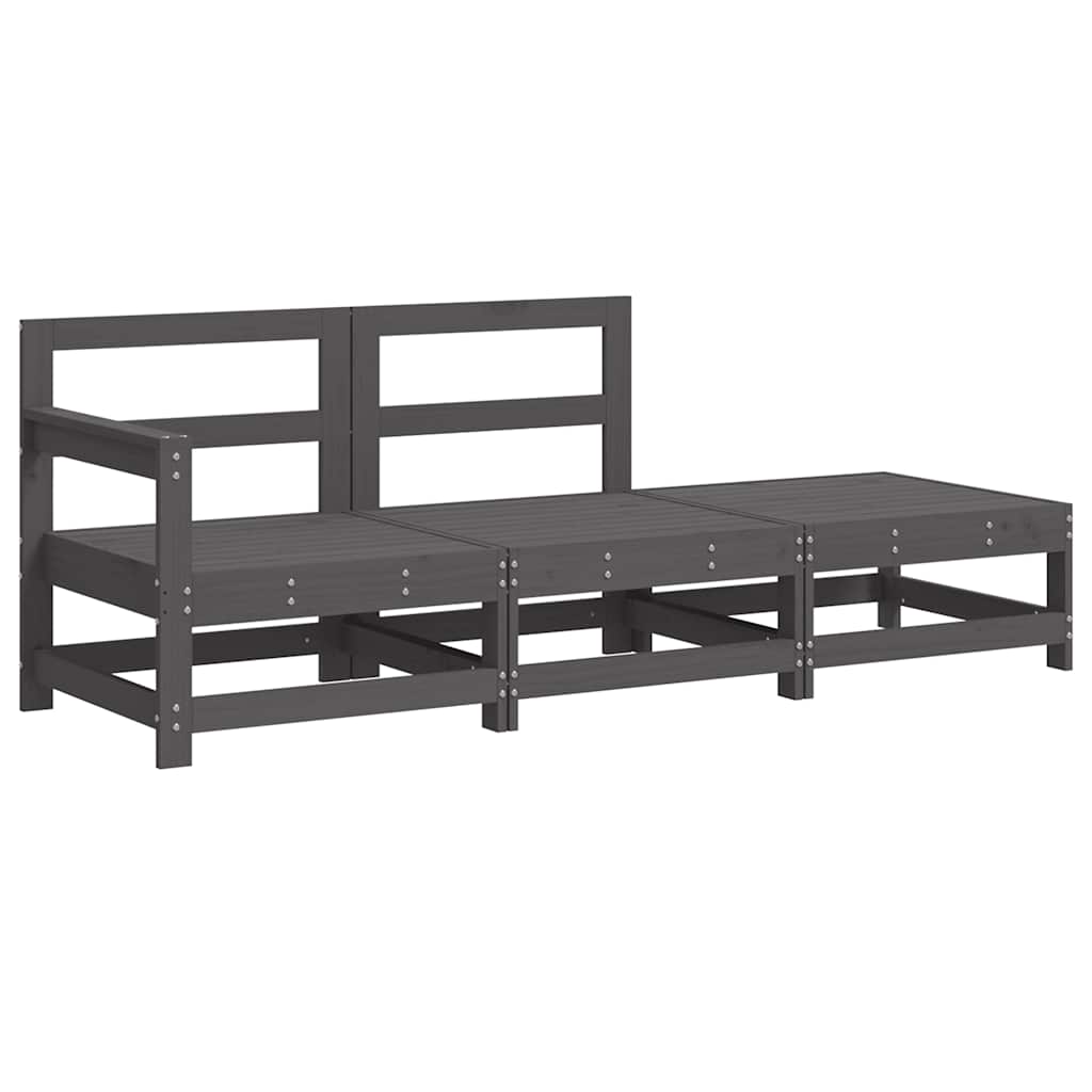 Set Divani da Giardino 3pz con Cuscini in Legno Massello