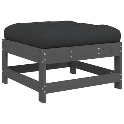 Set Divani da Giardino 3pz con Cuscini in Legno Massello Grigio - homemem39