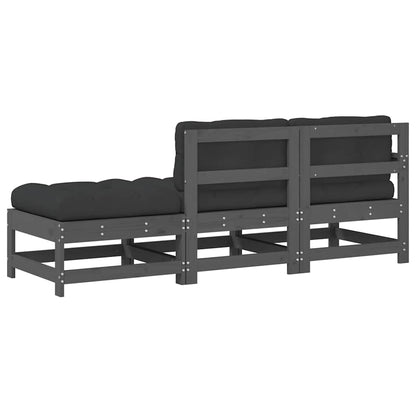 Set Divani da Giardino 3pz con Cuscini in Legno Massello