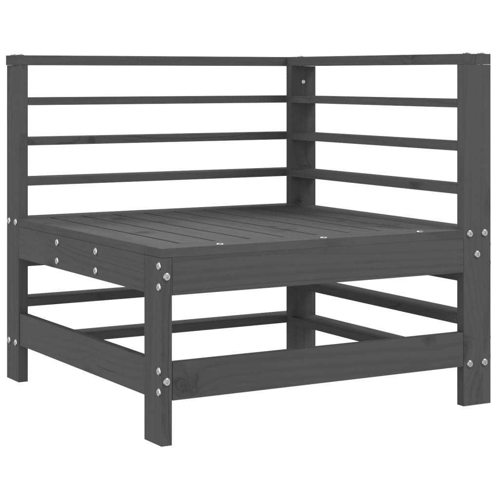 Divano Angolare con Cuscini in Legno Massello di Pino Grigio - homemem39