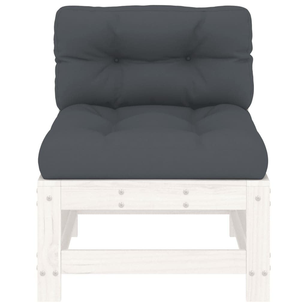 Divano Centrale con Cuscini in Legno Massello di Pino Bianco - homemem39