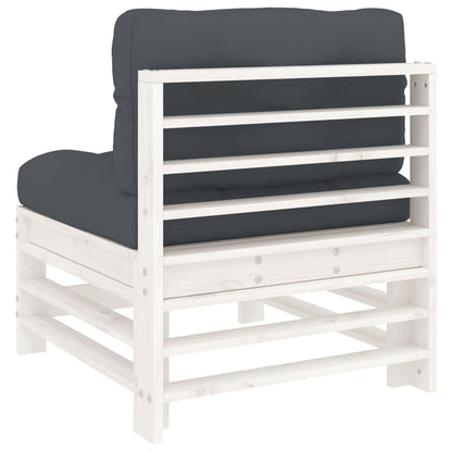 Divano Centrale con Cuscini in Legno Massello di Pino Bianco - homemem39