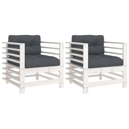 Sedie da Giardino con Cuscini 2pz Legno Massello di Pino Bianco | homemem39