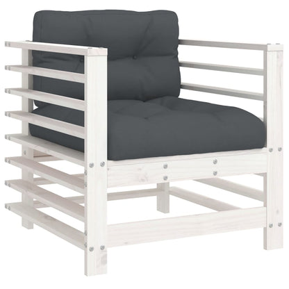 Sedie da Giardino con Cuscini 2pz Legno Massello di Pino Bianco | homemem39