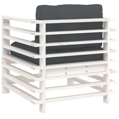 Sedie da Giardino con Cuscini 2pz Legno Massello di Pino Bianco | homemem39