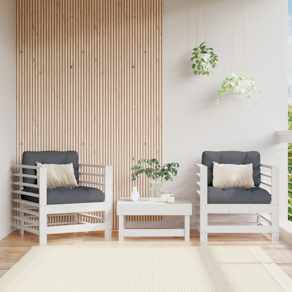Sedie da Giardino con Cuscini 2pz Legno Massello di Pino Bianco | homemem39