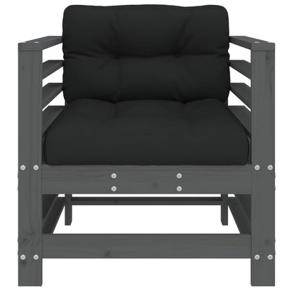 Sedie da Giardino con Cuscini 2pz Legno Massello di Pino Grigio | homemem39