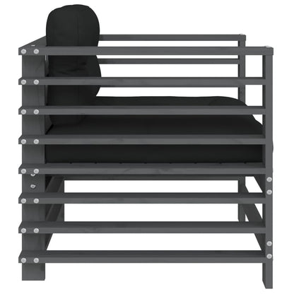 Sedie da Giardino con Cuscini 2pz Legno Massello di Pino Grigio | homemem39