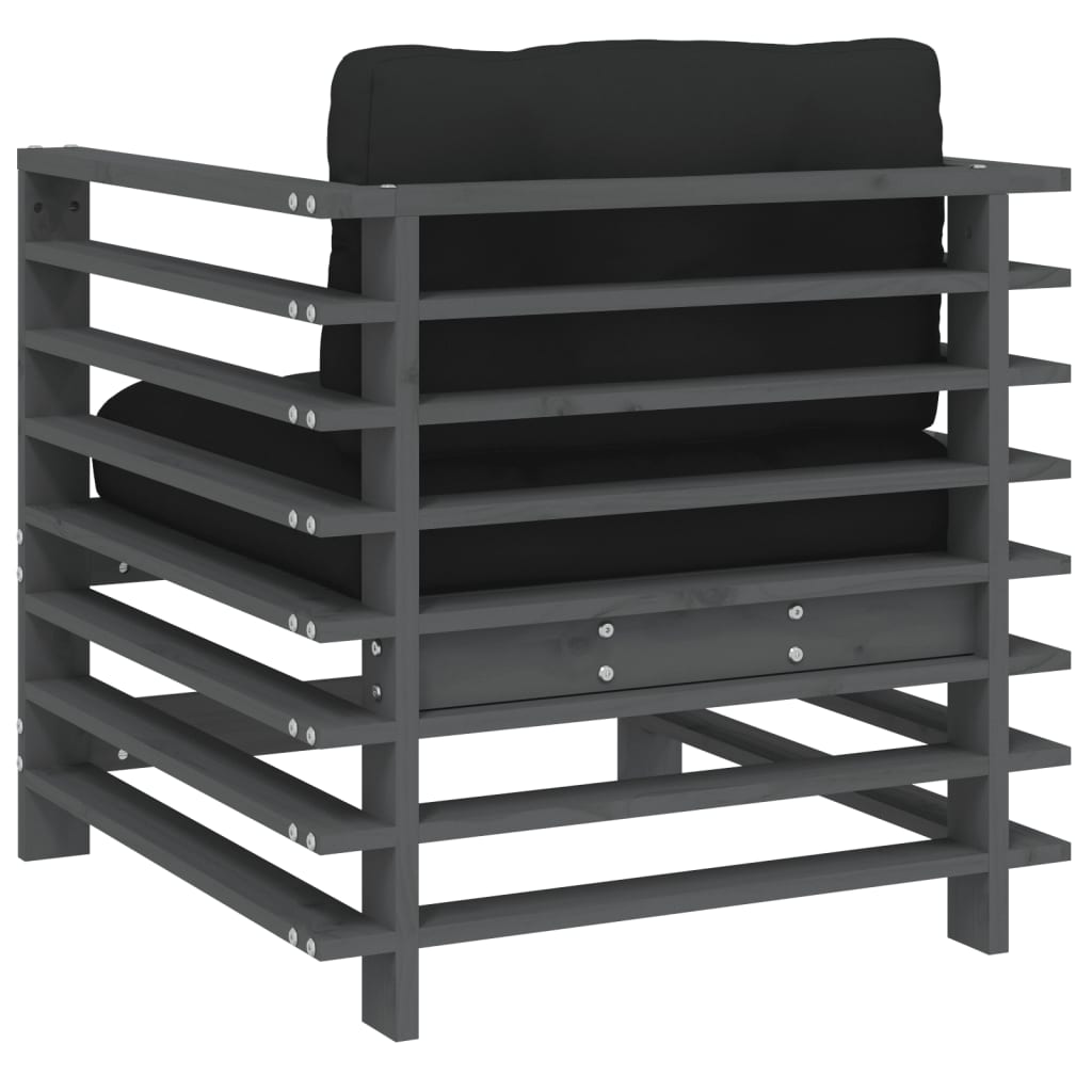 Sedie da Giardino con Cuscini 2pz Legno Massello di Pino Grigio | homemem39