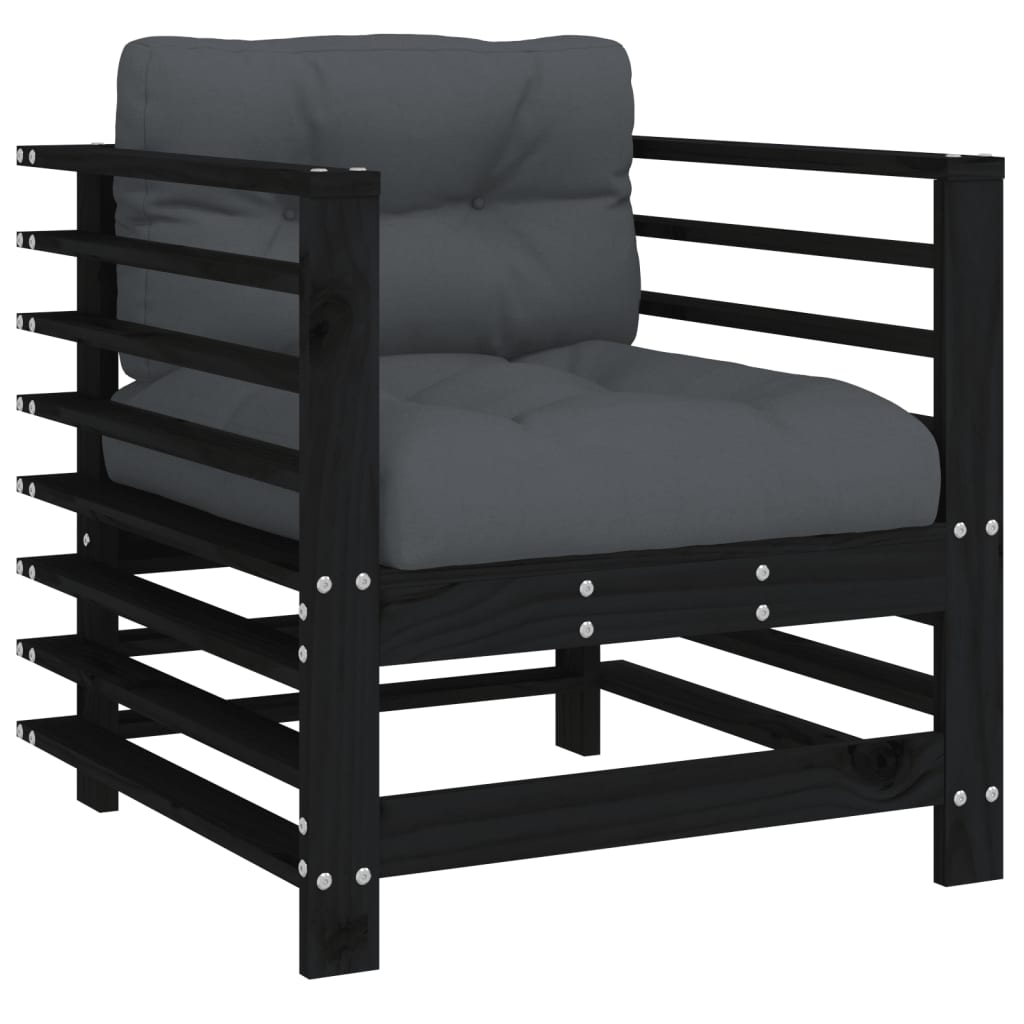 Sedie da Giardino con Cuscini 2pz Legno Massello di Pino Nero | homemem39