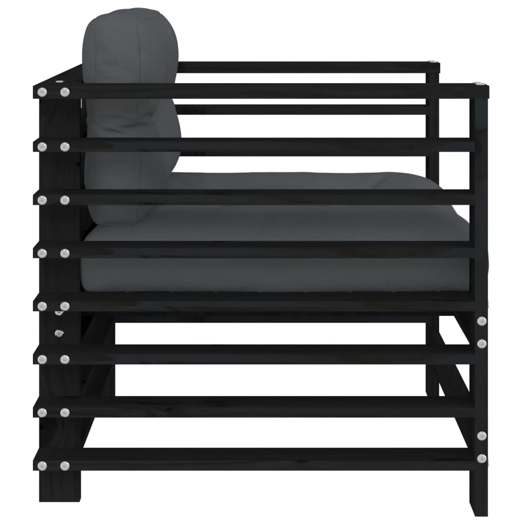 Sedie da Giardino con Cuscini 2pz Legno Massello di Pino Nero | homemem39