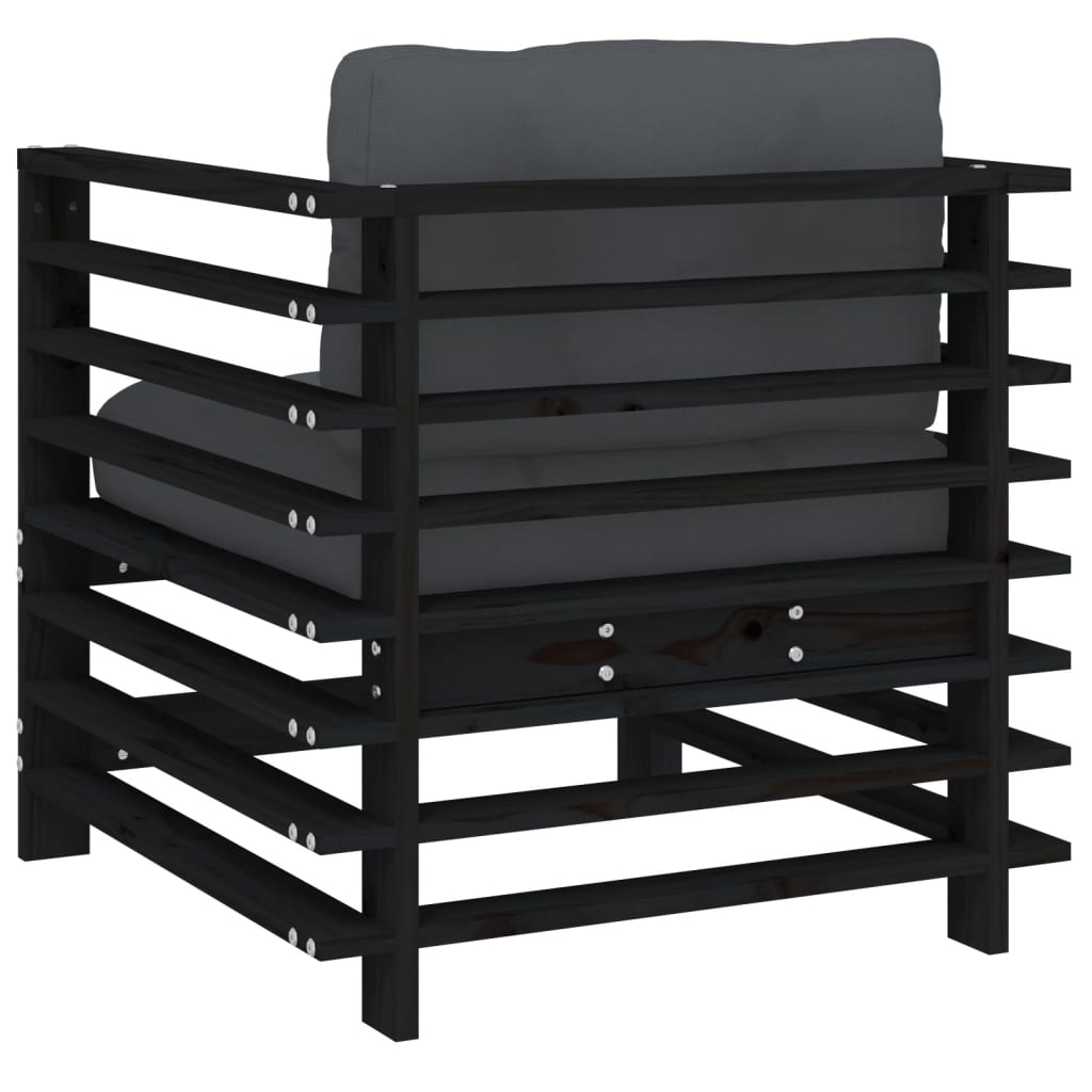 Sedie da Giardino con Cuscini 2pz Legno Massello di Pino Nero | homemem39