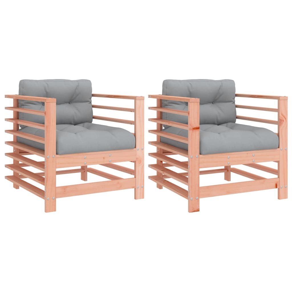 Sedie da Giardino con Cuscini 2 pz in Legno Massello di Douglas | homemem39