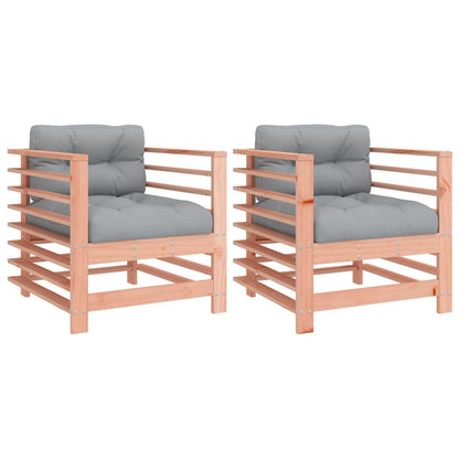 Sedie da Giardino con Cuscini 2 pz in Legno Massello di Douglas | homemem39
