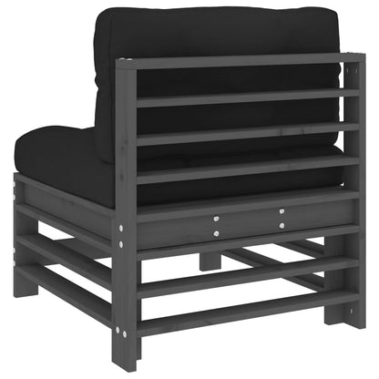 Divani Centrali con Cuscini 2 pz Legno Massello di Pino Grigio - homemem39