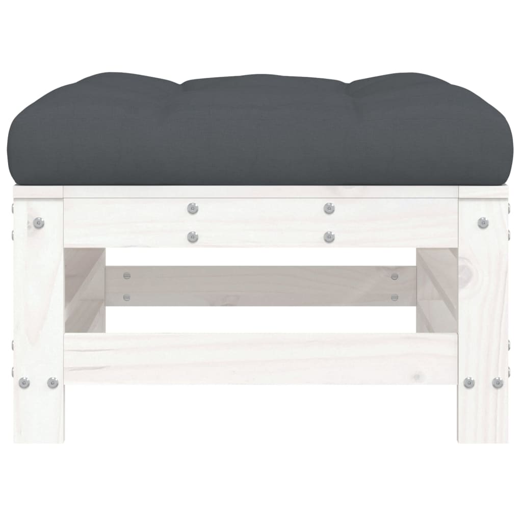 Poggiapiedi Giardino con Cuscini 2pz Legno Massello Pino Bianco | homemem39
