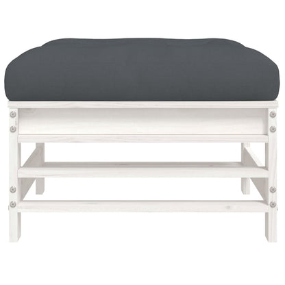Poggiapiedi Giardino con Cuscini 2pz Legno Massello Pino Bianco | homemem39
