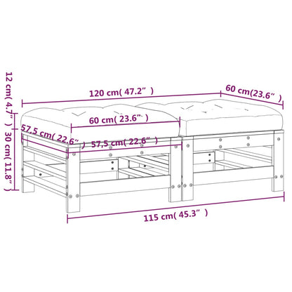 Poggiapiedi Giardino con Cuscini 2pz Legno Massello Pino Bianco | homemem39