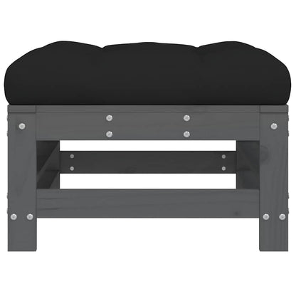 Poggiapiedi Giardino con Cuscini 2pz Legno Massello Pino Grigio | homemem39