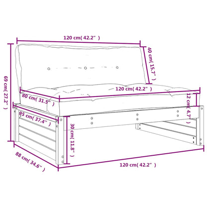 Divano Centrale 120x80 cm in Legno Massello di Pino Bianco | homemem39