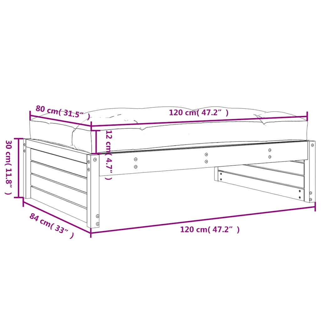 Poggiapiedi da Giardino 120x80 cm in Legno Massello di Douglas | homemem39