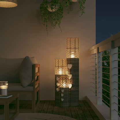 Portacandele 3 pz in Vimini Grigio - homemem39