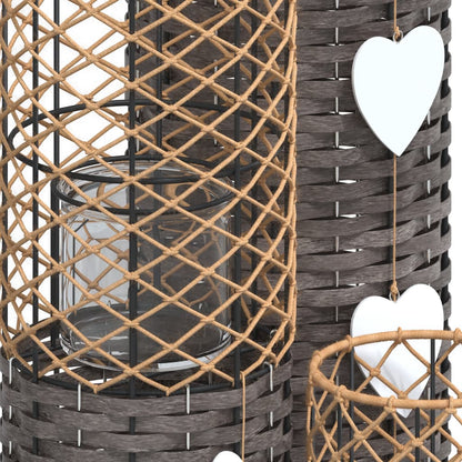 Portacandele 3 pz in Vimini Grigio - homemem39