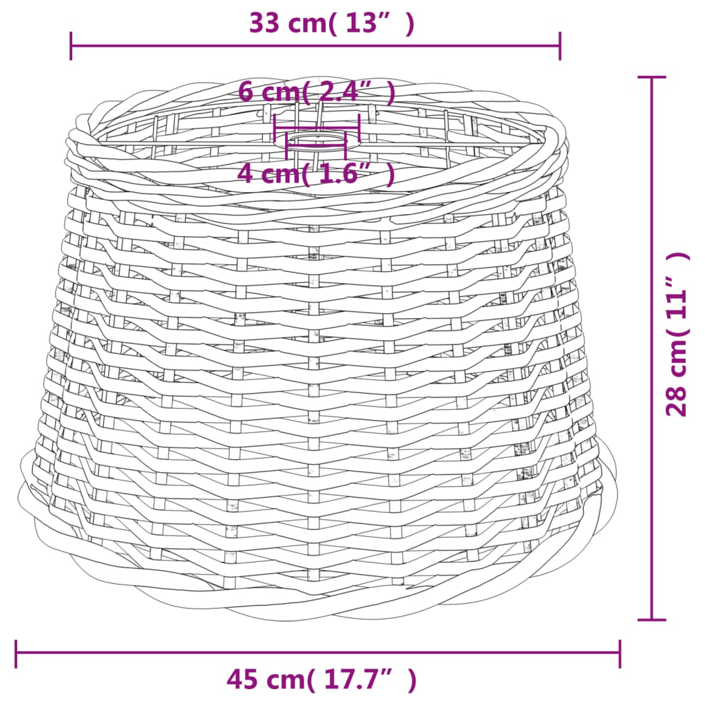 Paralume da Soffitto Marrone Ø45x28 cm in Vimini