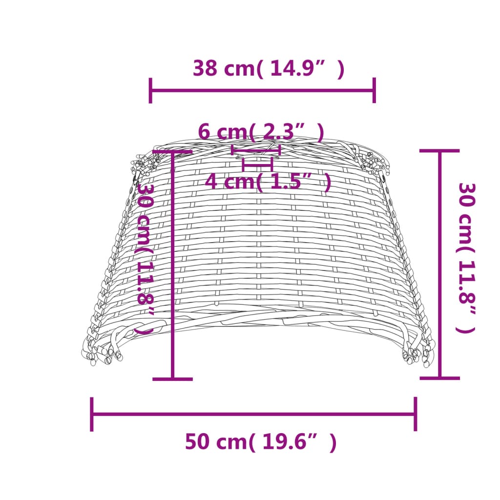 Paralume da Soffitto Marrone Ø50x30 cm in Vimini