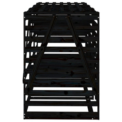 Copribidone Triplo Nero in Legno Massello di Pino