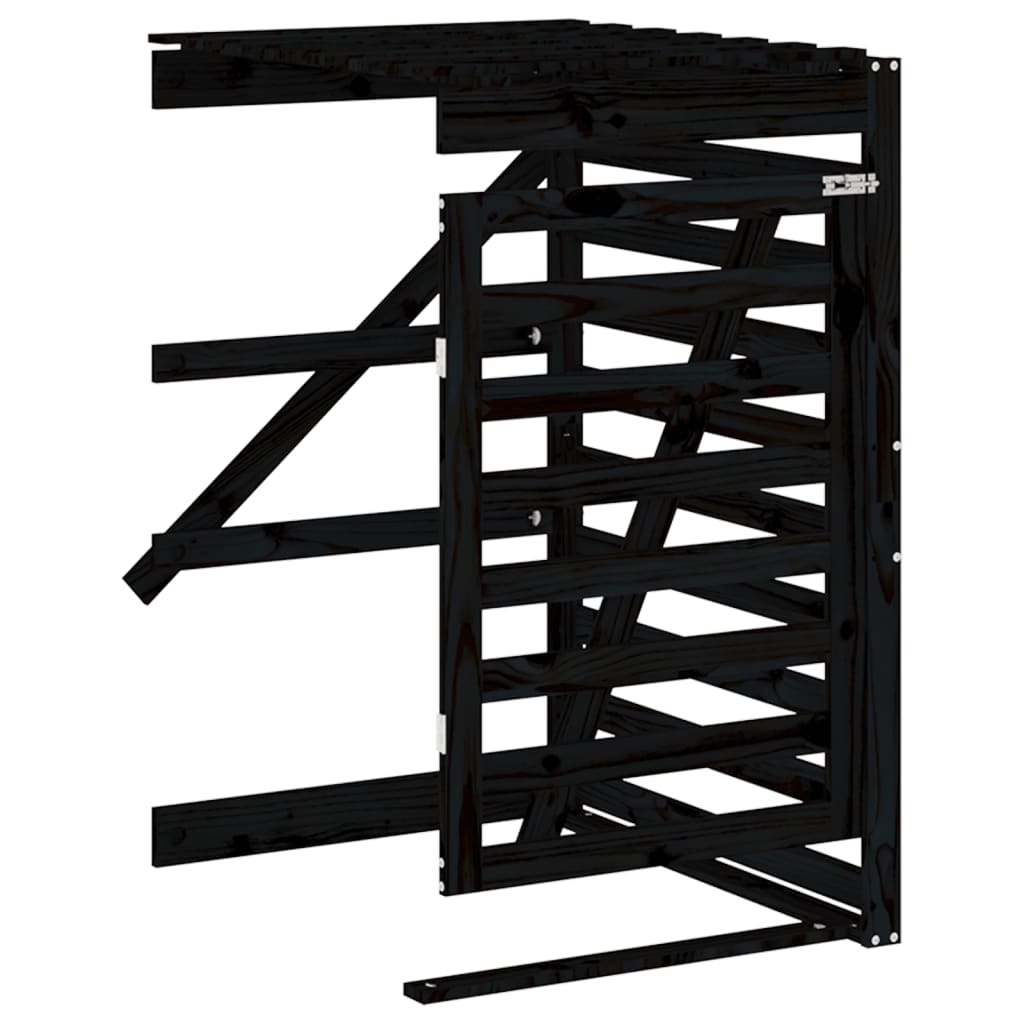 Copribidone Triplo Nero in Legno Massello di Pino