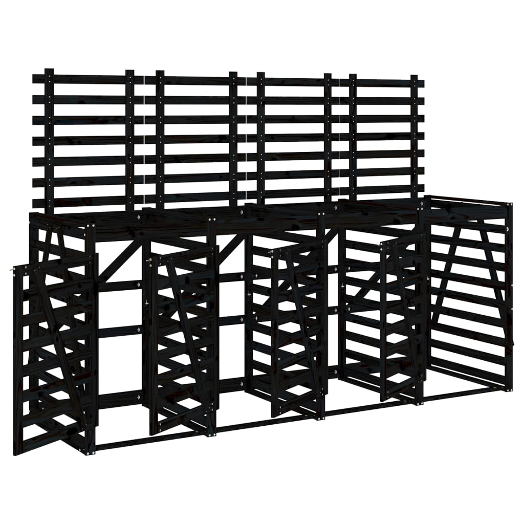 Copribidone Quadruplo Nero in Legno Massello di Pino - homemem39