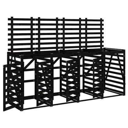 Copribidone Quadruplo Nero in Legno Massello di Pino - homemem39