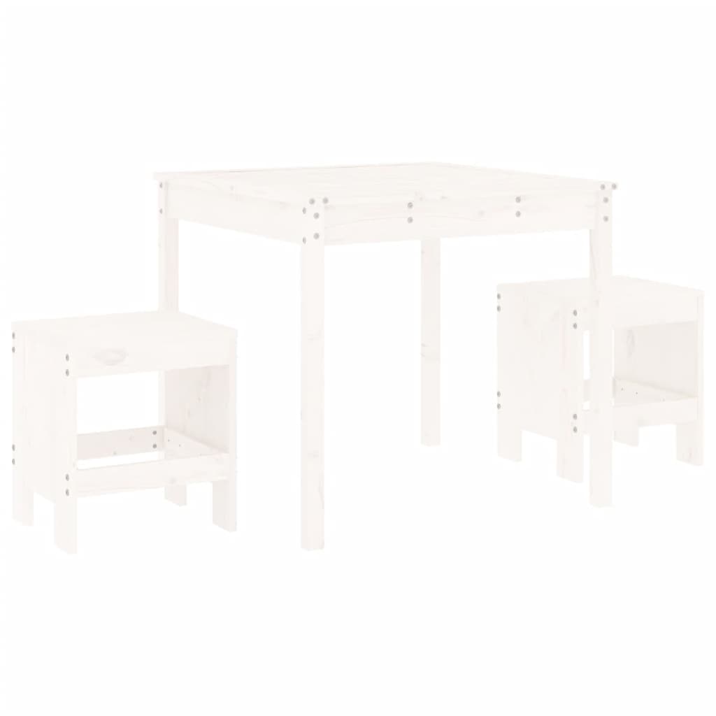 Set da Bistrot da Giardino 3pz Bianco in Legno Massello di Pino - homemem39
