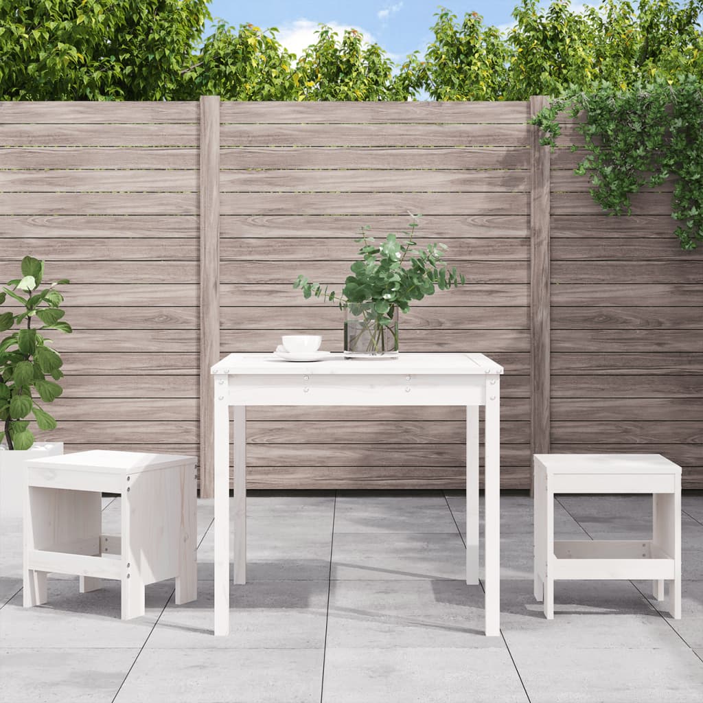 Set da Bistrot da Giardino 3pz Bianco in Legno Massello di Pino | homemem39