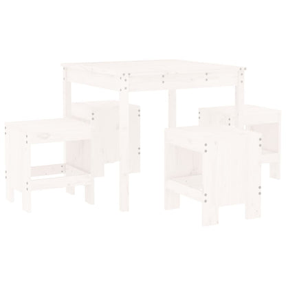 Set da Pranzo per Giardino 5pz Bianco in Legno Massello di Pino - homemem39