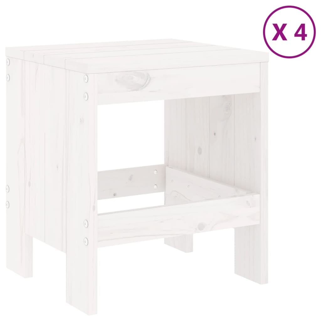 Set da Pranzo per Giardino 5pz Bianco in Legno Massello di Pino - homemem39