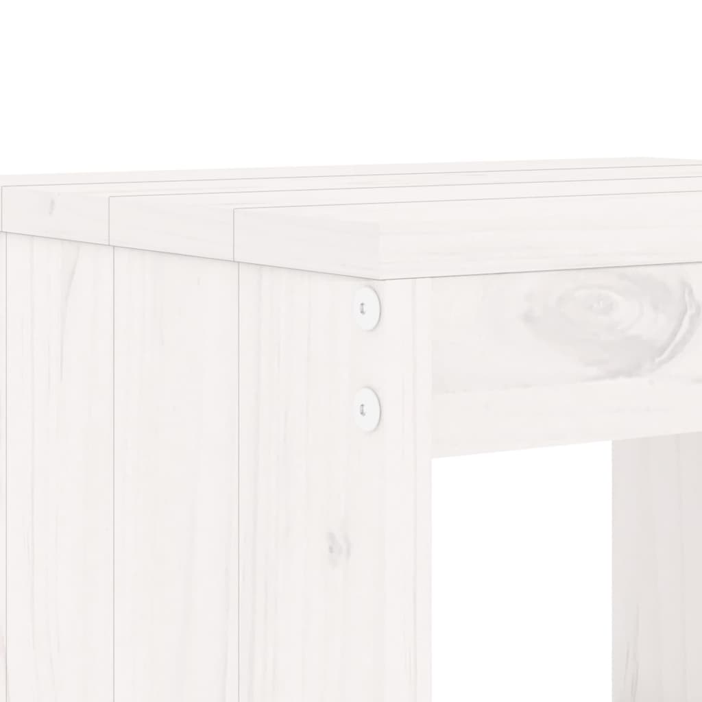 Set da Pranzo per Giardino 5pz Bianco in Legno Massello di Pino | homemem39