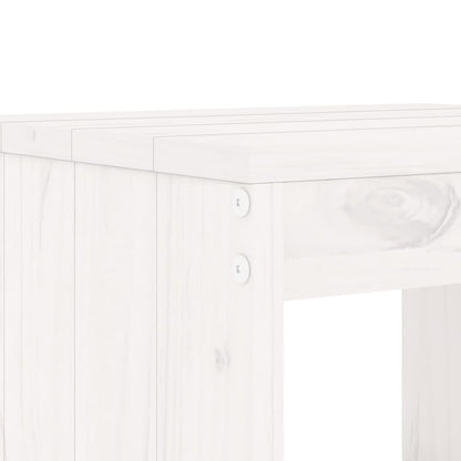Set da Pranzo per Giardino 5pz Bianco in Legno Massello di Pino | homemem39