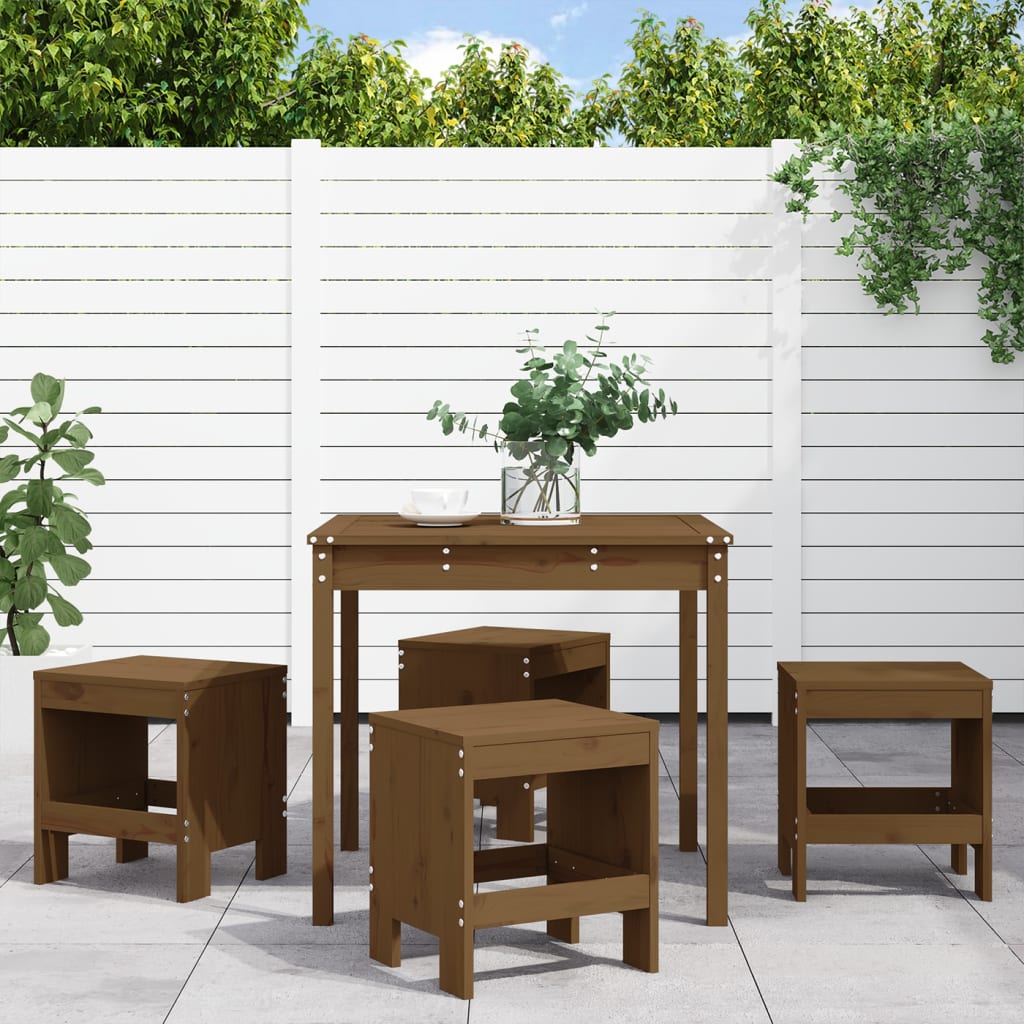 Set da Pranzo da Giardino 5 pz ambra in Legno Massello di Pino - homemem39
