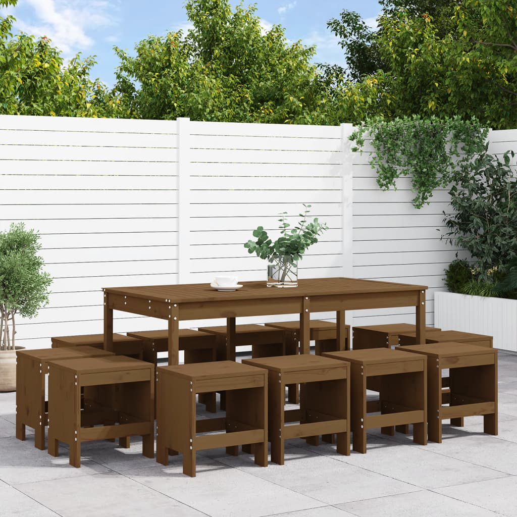 Set da Pranzo da Giardino 13 pz ambra in Legno Massello di Pino - homemem39