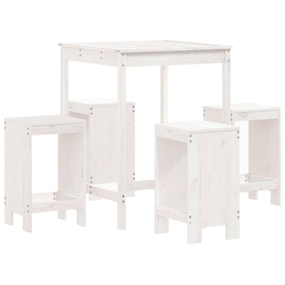 Set Bar da Giardino 5 pz Bianco in Legno Massello di Pino | homemem39