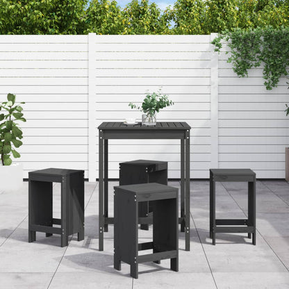 Set Bar da Giardino 5 pz Grigio in Legno Massello di Pino | homemem39