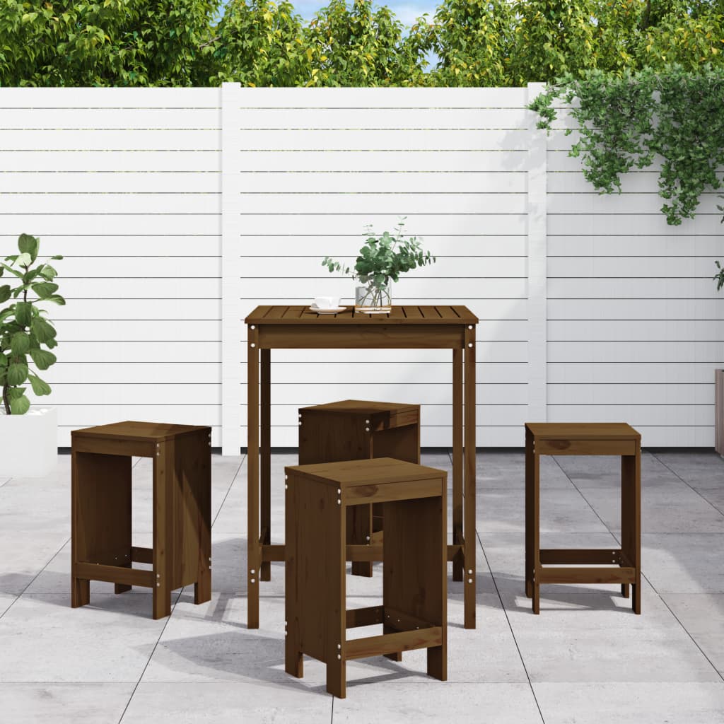 Set Bar da Giardino 5 pz ambra in Legno Massello di Pino | homemem39