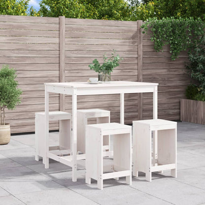 Set Bar da Giardino 5 pz Bianco in Legno Massello di Pino | homemem39