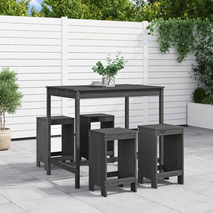 Set Bar da Giardino 5 pz Grigio in Legno Massello di Pino - homemem39