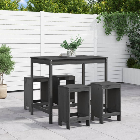 Set Bar da Giardino 5 pz Grigio in Legno Massello di Pino - homemem39