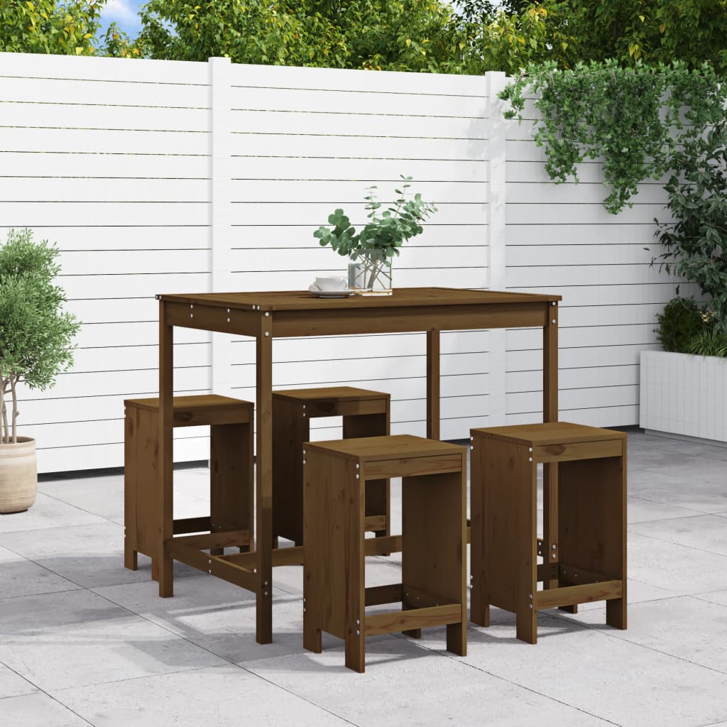 Set Bar da Giardino 5 pz ambra in Legno Massello di Pino - homemem39