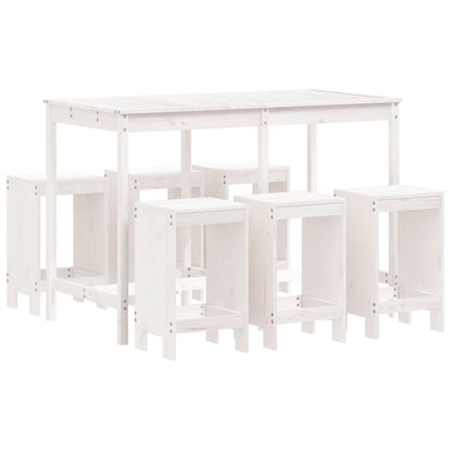 Set Bar da Giardino 7 pz Bianco in Legno Massello di Pino - homemem39